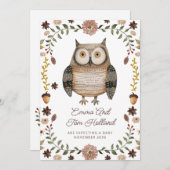 Schattigee Waterverf uil zwangerschap Aankondiging (Voorkant / Achterkant)