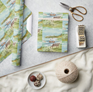 Schattigee Waterverf vader en zoon Cadeaupapier