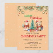 Schattigee Waterverf vakantie Beer Santa Xmas Part Kaart (Voorkant / Achterkant)