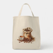 Schattigee Waterverf van bruine koffie Tote Bag (Achterkant)