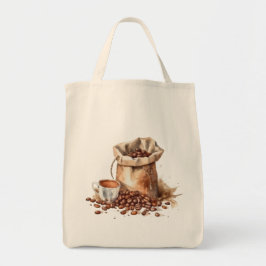Schattigee Waterverf van bruine koffie Tote Bag