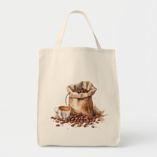 Schattigee Waterverf van bruine koffie Tote Bag (Voorkant)