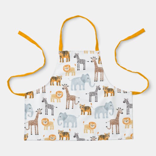 Schattigee Waterverf van safaridieren Schort (Voorkant)