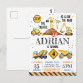 Schattigee Waterverf verjaardagsbouwvoertuigen Briefkaart (Voorkant / Achterkant)