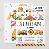 Schattigee Waterverf verjaardagsbouwvoertuigen Kaart (Voorkant / Achterkant)