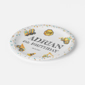 Schattigee Waterverf verjaardagsbouwvoertuigen Papieren Bordje (Gekanteld)