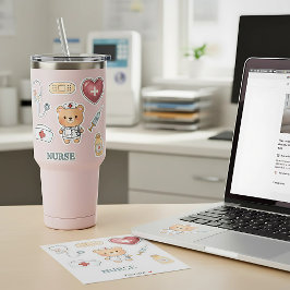 Schattigee Waterverf Verpleegkundige Medische Elem Sticker