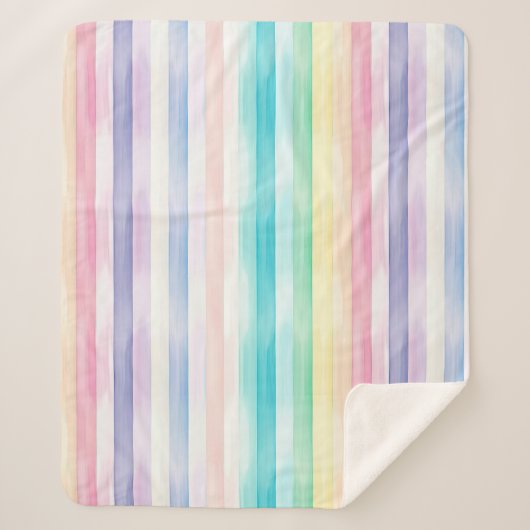 Schattigee Waterverf Verticale Pastel Regenboog St Sherpa Deken (Voorkant)