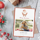 Schattigee Waterverf Vintage Kerstman Foto Kerstmi Feestdagenkaart<br><div class="desc">Schattigee waterverf  kerstman kerstvakantie wenskaart voeg uw favoriete familiefoto toe. U kunt het bericht op de achterkant verwijderen of wijzigen.</div>
