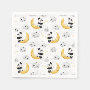 Schattigee Waterverf Vist Panda Patroon Verjaardag Servet