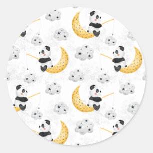 Schattigee Waterverf Vist Panda Pattern Ronde Sticker