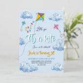 Schattigee Waterverf vliegers verjaardag Kaart (Staand voorkant)