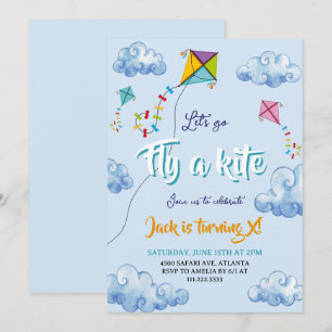 Schattigee Waterverf vliegers verjaardag Kaart