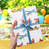 Schattigee Waterverf vliegtuigen vliegen in de luc Cadeaupapier