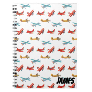 Schattigee Waterverf vliegtuigen vliegen in de luc Notitieboek