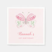 Schattigee Waterverf Vlinder 1e Verjaardagsfeest R Servet (Voorkant)