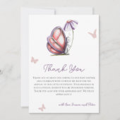 Schattigee Waterverf vlinder Baby shower Bedankkaart (Voorkant)