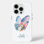 Schattigee Waterverf vlinder met uw monogram Case-Mate iPhone Case (Achterkant)