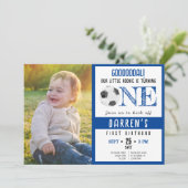 Schattigee Waterverf Voetbal Foto 1e Verjaardag Kaart (Staand voorkant)