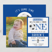 Schattigee Waterverf Voetbal Foto 1e Verjaardag Kaart (Voorkant / Achterkant)