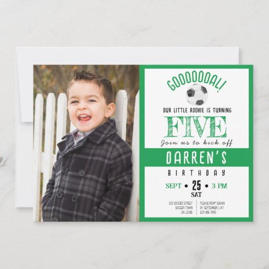 Schattigee Waterverf Voetbal Foto Groene verjaarda Kaart (Voorkant)
