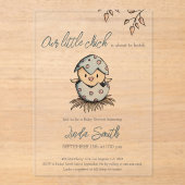 Schattigee Waterverf Vogel Genderneutraal Baby sho Acryl Uitnodigingen (Voorkant)