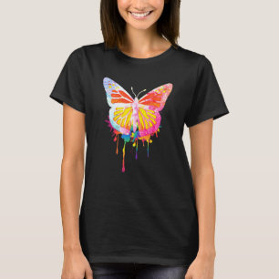 Schattigee Waterverf Vrouwen Monarch Vlinder Kleur T-shirt