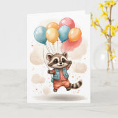 Schattigee Waterverf wasbeer jas ballonnen blanco Kaart (Gele Bloem)