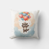 Schattigee Waterverf wasbeer kleurrijke ballonnen Kussen (Voorkant)