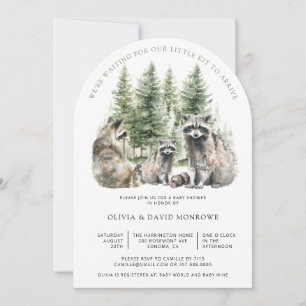 Schattigee Waterverf Wasbeer Ouders Baby shower Kaart