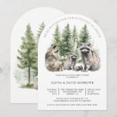 Schattigee Waterverf Wasbeer Ouders Baby shower Kaart (Voorkant / Achterkant)