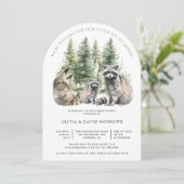 Schattigee Waterverf Wasbeer Ouders Baby shower Kaart (Staand voorkant)