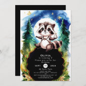 Schattigee Waterverf wasbeer Verjaardag Kaart (Voorkant / Achterkant)