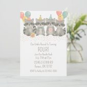 Schattigee Waterverf wasbeer verjaardagsuitnodigin Kaart (Staand voorkant)