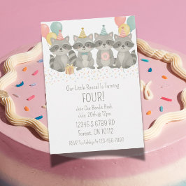 Schattigee Waterverf wasbeer verjaardagsuitnodigin Kaart