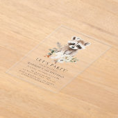 Schattigee Waterverf wasbeer winterfeestje Acryl Uitnodigingen (Laagn)