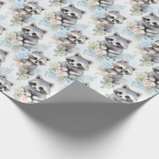 Schattigee Waterverf wasberen - Cadeaupapier (Hoek)