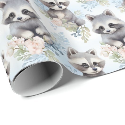 Schattigee Waterverf wasberen - Cadeaupapier (Rol Hoek)