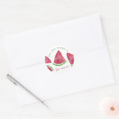 Schattigee Waterverf Watermeloen Aangepaste Naam B Ronde Sticker (Envelop)