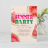 Schattigee Waterverf Watermeloen Zomerfeest | roze Kaart (Staand voorkant)