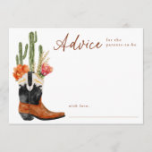 Schattigee Waterverf Westerne Laarzen Baby shower Advieskaart (Voorkant)