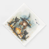 Schattigee Waterverf Whimsical Witch voor Decoupag Servet (Hoek)