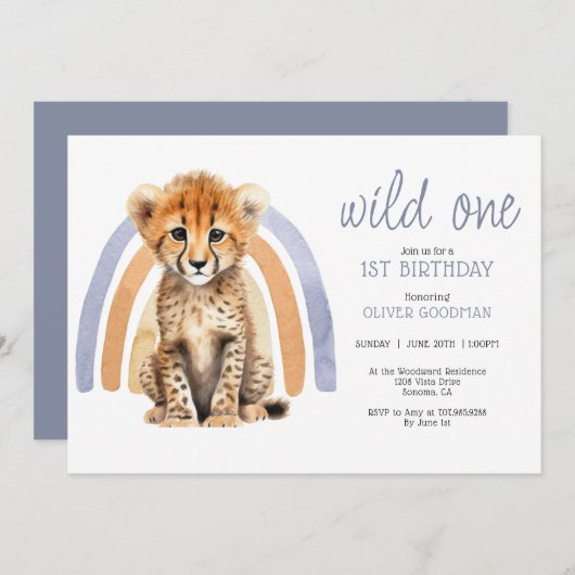 Schattigee Waterverf Wild One Boy 1st Birthday Che Kaart (Voorkant / Achterkant)