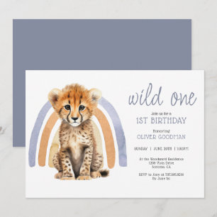 Schattigee Waterverf Wild One Boy 1st Birthday Che Kaart