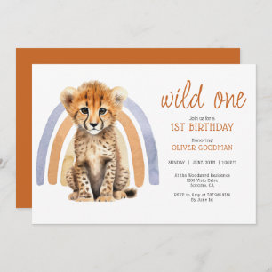 Schattigee Waterverf Wild One Boy 1st Birthday Che Kaart
