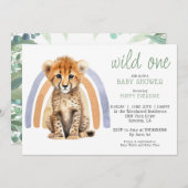 Schattigee Waterverf Wild One Cheetah Rainbow Kaart (Voorkant / Achterkant)