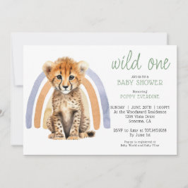 Schattigee Waterverf Wild One Cheetah Rainbow Kaart