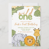 Schattigee Waterverf Wild One First Birthday Invit Kaart (Voorkant)