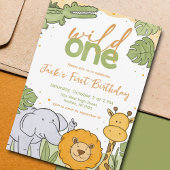 Schattigee Waterverf Wild One First Birthday Invit Kaart