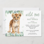 Schattigee Waterverf Wild One Lion Cub Baby shower Kaart (Voorkant)